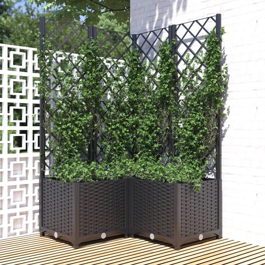 vidaXL plantekasse med espalier 80x80x136 cm PP sort vidaXL plantekasse med espalier 80x80x136 cm PP sort