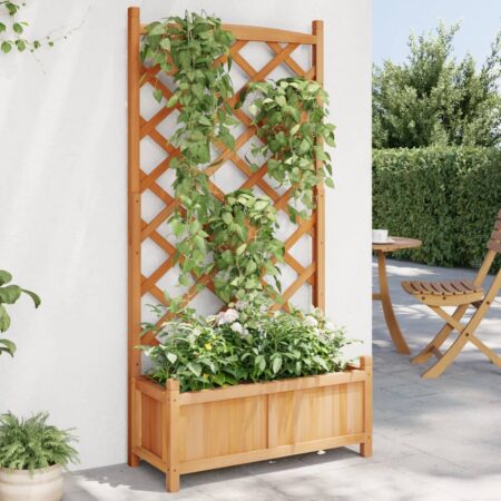 vidaXL plantekasse med espalier massivt grantræ brun