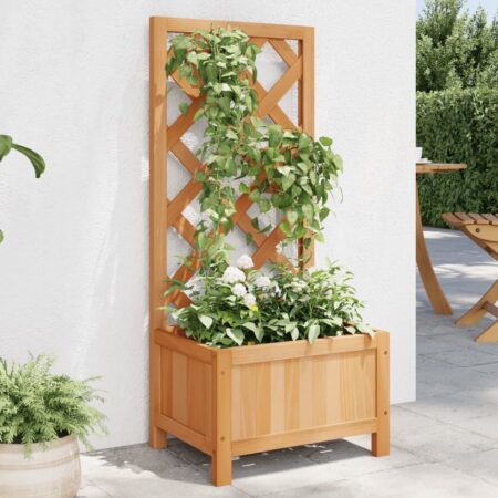 vidaXL plantekasse med espalier massivt grantræ brun