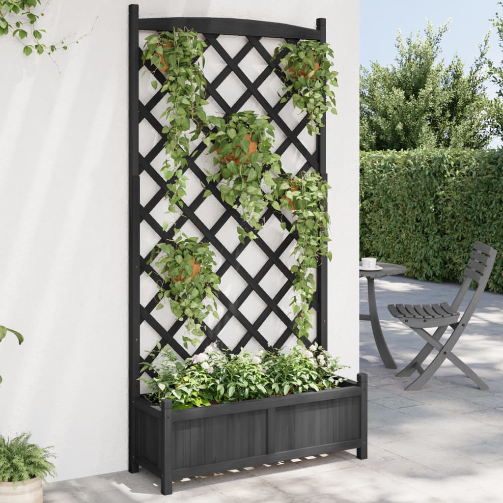vidaXL plantekasse med espalier massivt grantræ sort vidaXL plantekasse med espalier massivt grantræ sort