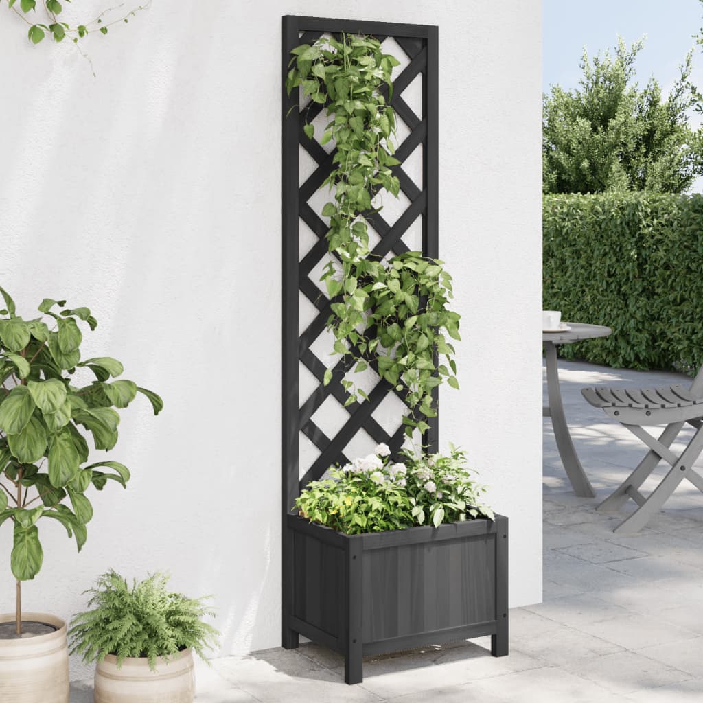 vidaXL plantekasse med espalier massivt grantræ sort vidaXL plantekasse med espalier massivt grantræ sort