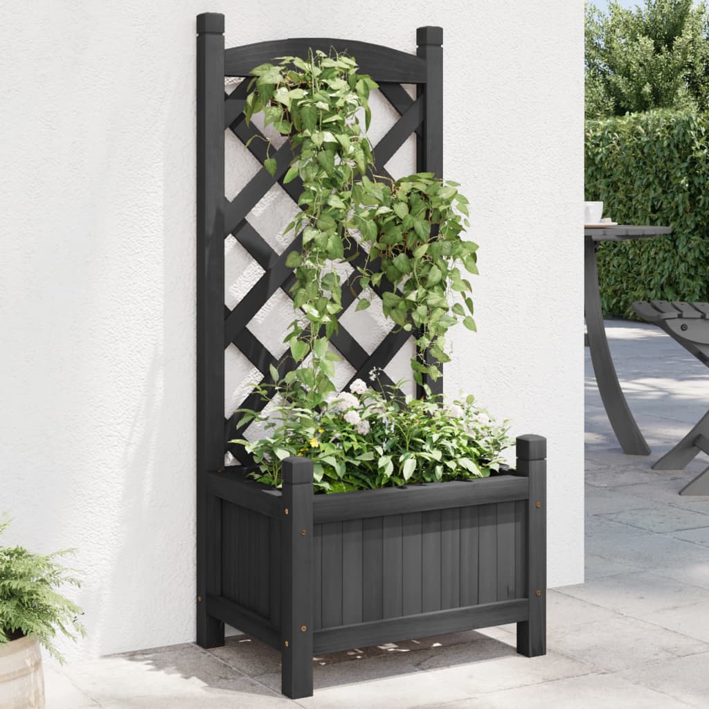 vidaXL plantekasse med espalier massivt grantræ sort vidaXL plantekasse med espalier massivt grantræ sort