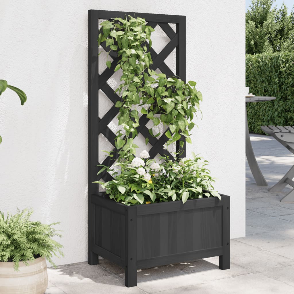 vidaXL plantekasse med espalier massivt grantræ sort vidaXL plantekasse med espalier massivt grantræ sort
