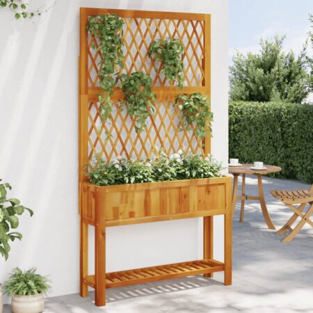 vidaXL plantekasse med espalier og hylde 100x32x185 cm massivt akacie