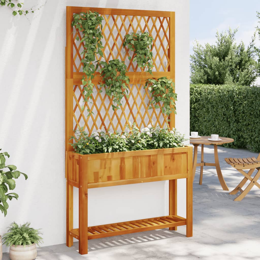 vidaXL plantekasse med espalier og hylde 100x32x185 cm massivt akacie vidaXL plantekasse med espalier og hylde 100x32x185 cm massivt akacie