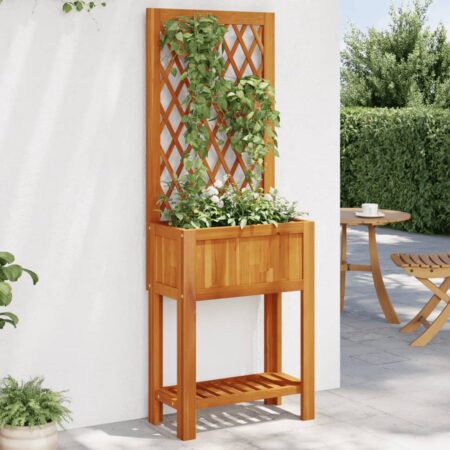 vidaXL plantekasse med espalier og hylde 55x29,5x152 cm massivt akacie