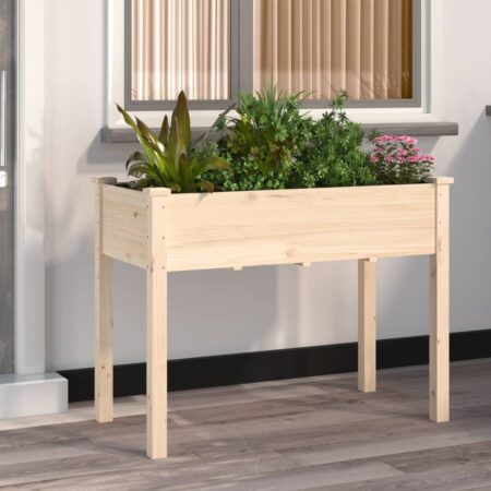 vidaXL plantekasse med foring 118x59x76 cm massivt fyrretræ