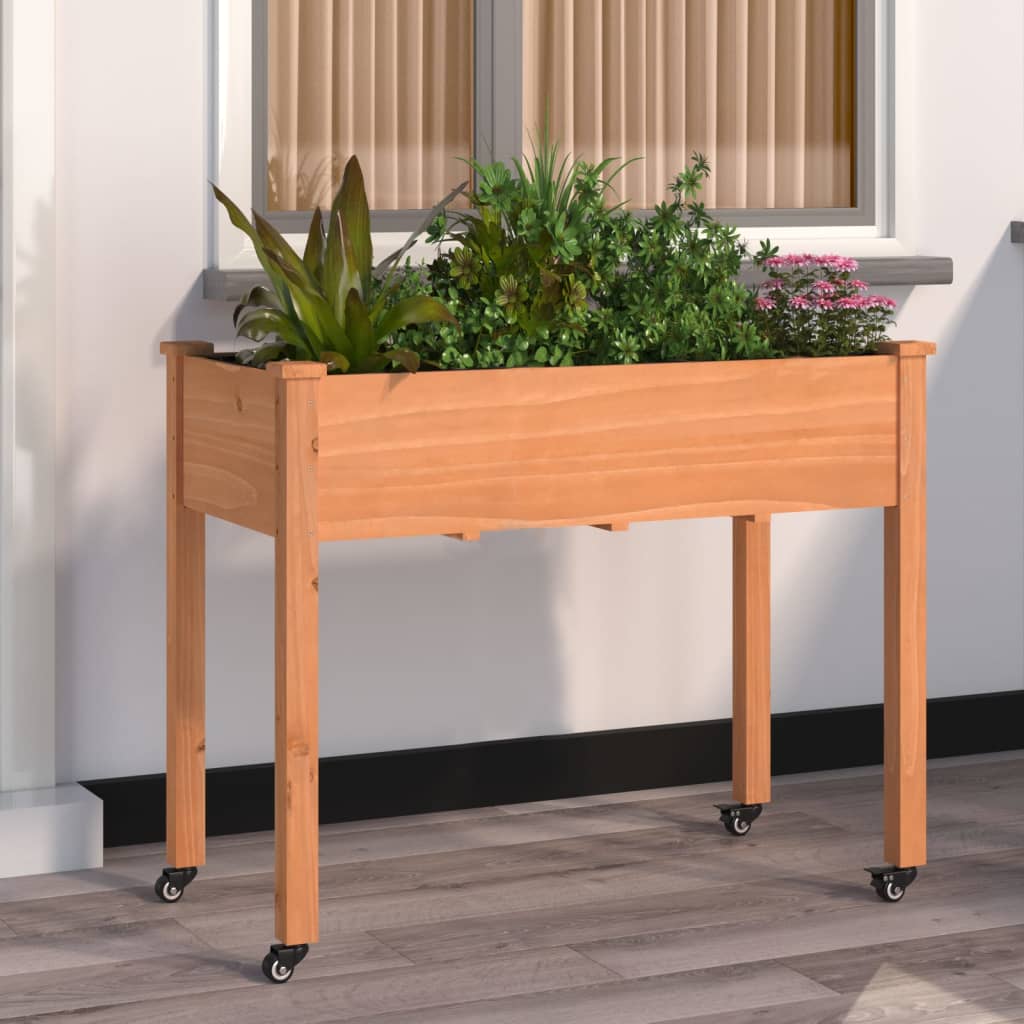 vidaXL plantekasse med foring 118x59x80 cm massivt fyrretræ brun vidaXL plantekasse med foring 118x59x80 cm massivt fyrretræ brun