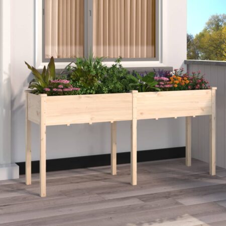 vidaXL plantekasse med foring 161x45x76 cm massivt fyrretræ