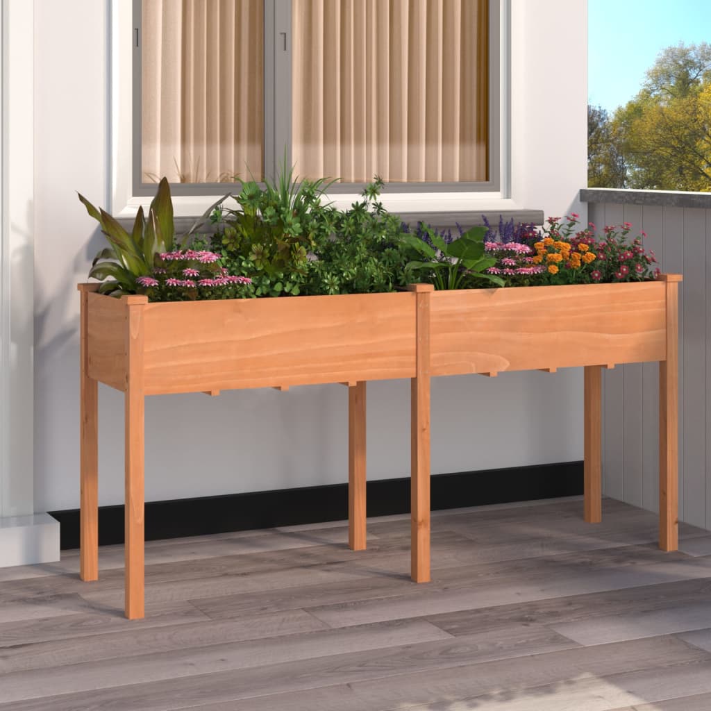 vidaXL plantekasse med foring 161x45x76 cm massivt fyrretræ brun vidaXL plantekasse med foring 161x45x76 cm massivt fyrretræ brun