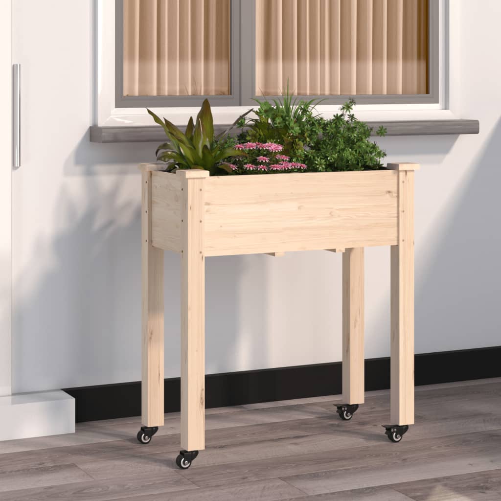 vidaXL plantekasse med foring 71x37x80 cm massivt fyrretræ vidaXL plantekasse med foring 71x37x80 cm massivt fyrretræ