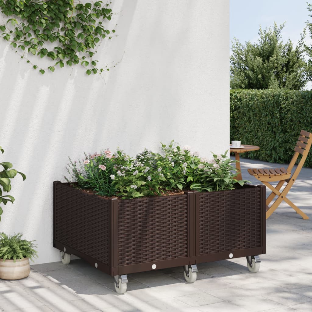 vidaXL plantekasse med hjul 100x80x54 cm PP brun vidaXL plantekasse med hjul 100x80x54 cm PP brun