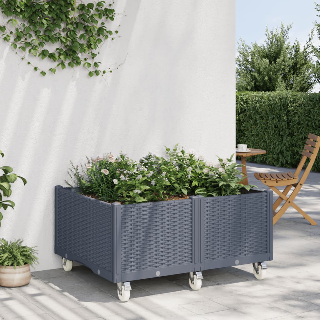 vidaXL plantekasse med hjul 100x80x54 cm PP grå vidaXL plantekasse med hjul 100x80x54 cm PP grå