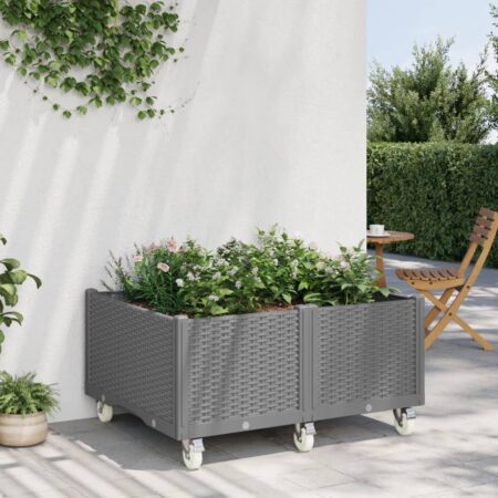 vidaXL plantekasse med hjul 100x80x54 cm PP lysegrå