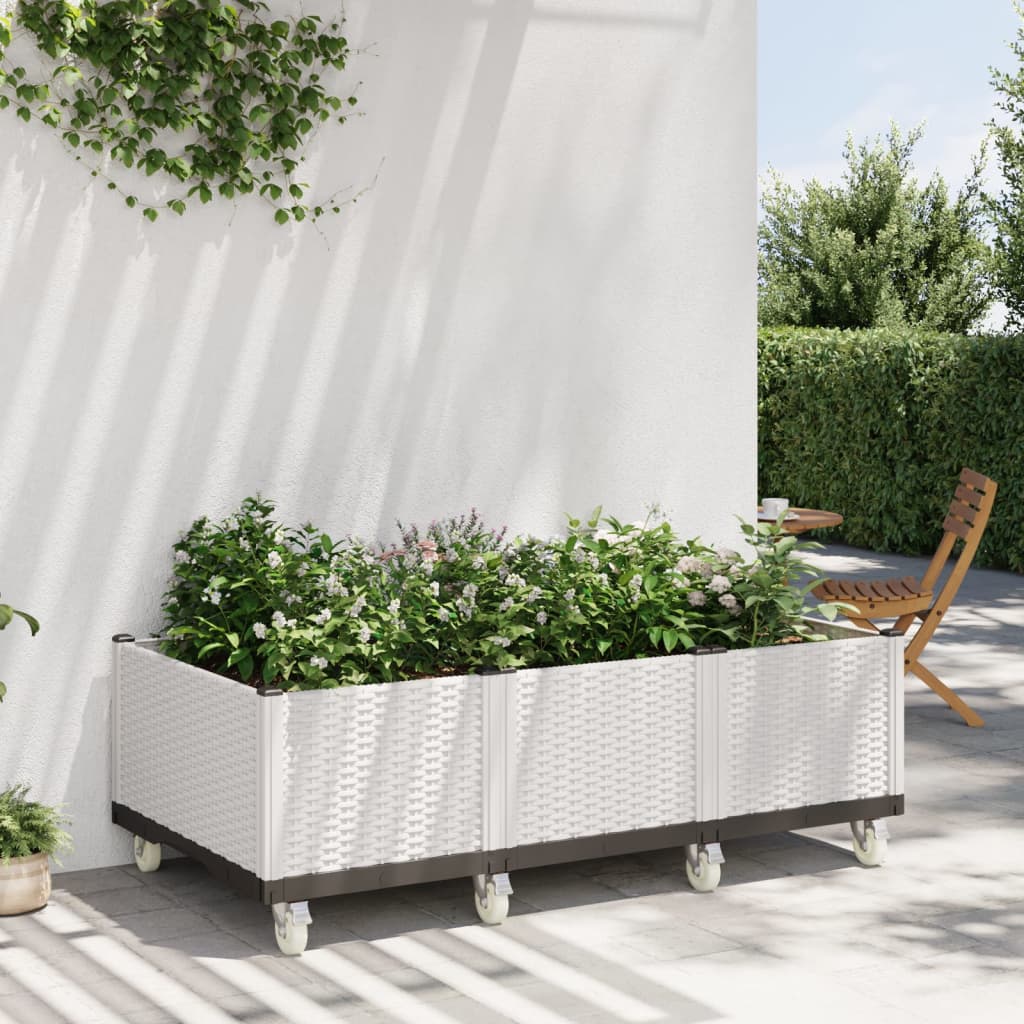 vidaXL plantekasse med hjul 150x80x54 cm PP hvid vidaXL plantekasse med hjul 150x80x54 cm PP hvid