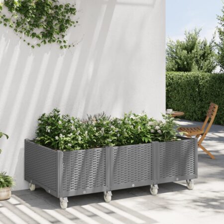 vidaXL plantekasse med hjul 150x80x54 cm PP lysegrå