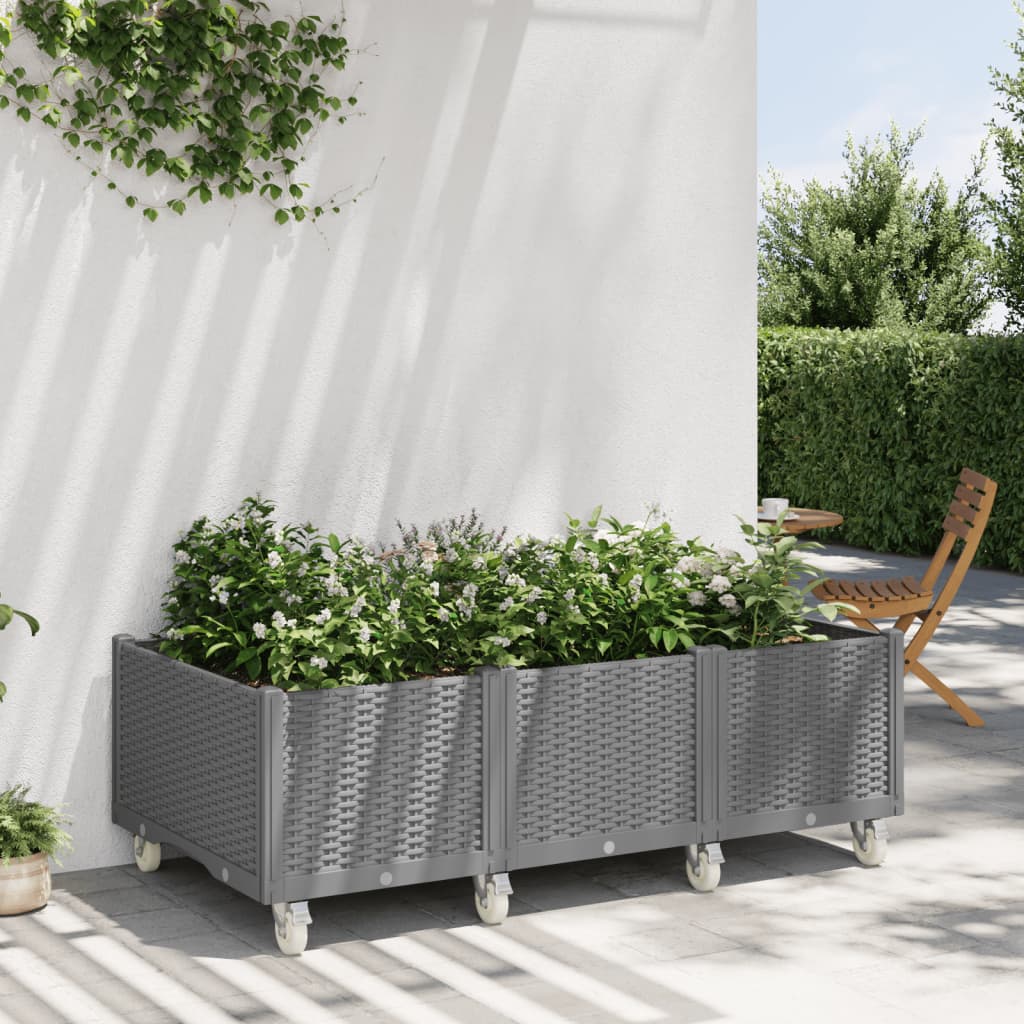 vidaXL plantekasse med hjul 150x80x54 cm PP lysegrå vidaXL plantekasse med hjul 150x80x54 cm PP lysegrå