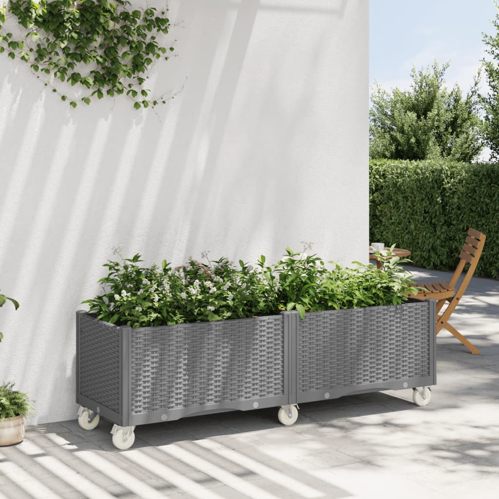 vidaXL plantekasse med hjul 160x50x54 cm PP lysegrå vidaXL plantekasse med hjul 160x50x54 cm PP lysegrå