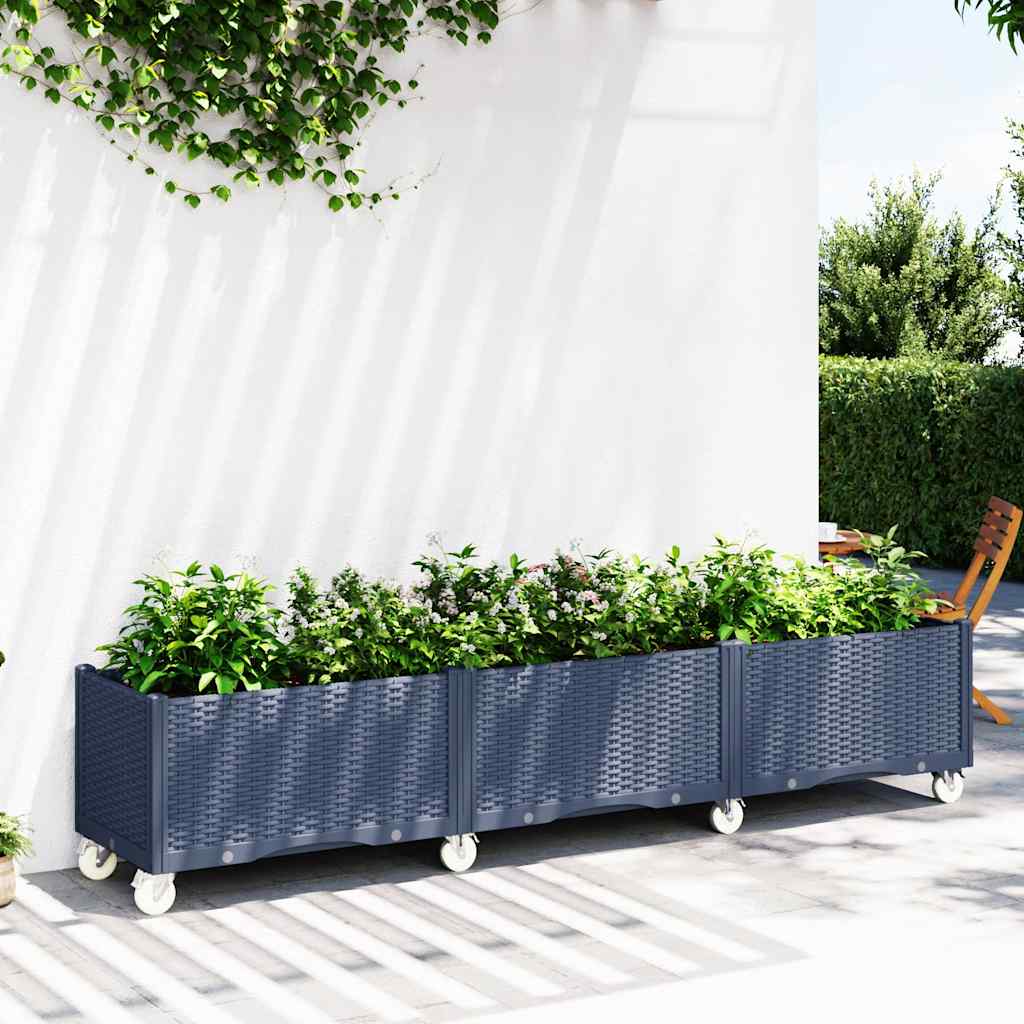 vidaXL plantekasse med hjul 240x50x54 cm PP blågrå vidaXL plantekasse med hjul 240x50x54 cm PP blågrå