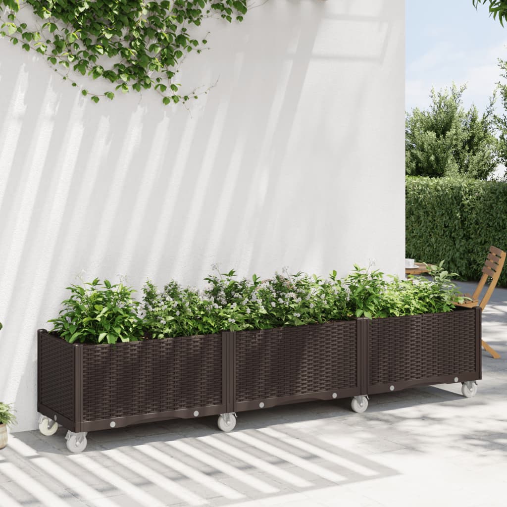 vidaXL plantekasse med hjul 240x50x54 cm PP brun vidaXL plantekasse med hjul 240x50x54 cm PP brun
