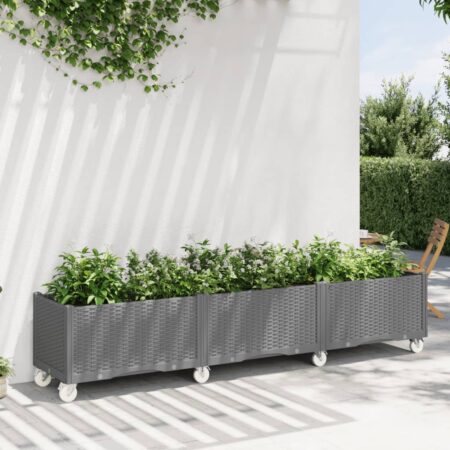 vidaXL plantekasse med hjul 240x50x54 cm PP lysegrå