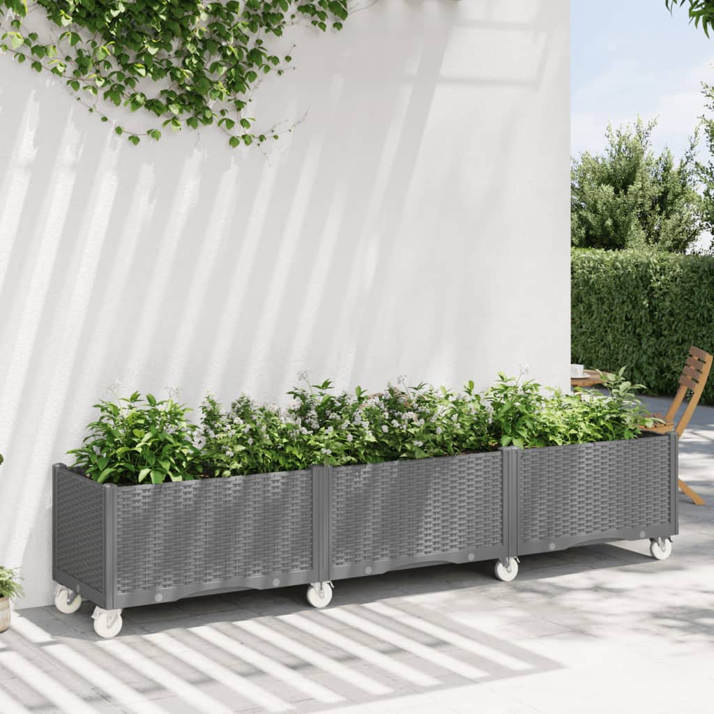 vidaXL plantekasse med hjul 240x50x54 cm PP lysegrå vidaXL plantekasse med hjul 240x50x54 cm PP lysegrå