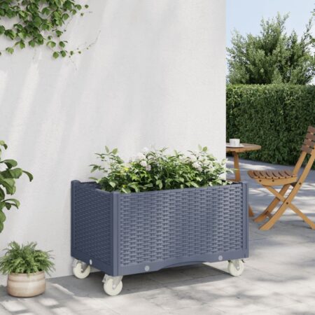 vidaXL plantekasse med hjul 80x50x54 cm PP grå