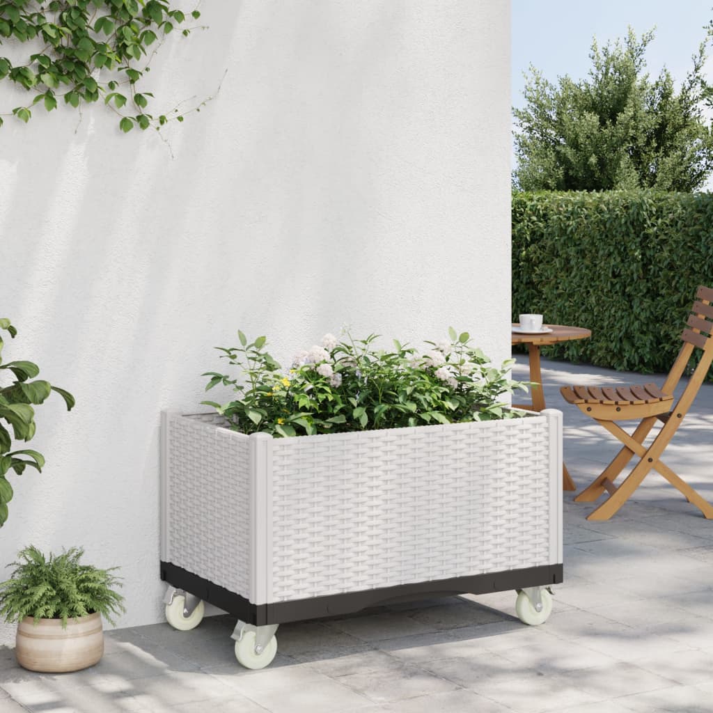 vidaXL plantekasse med hjul 80x50x54 cm PP hvid vidaXL plantekasse med hjul 80x50x54 cm PP hvid