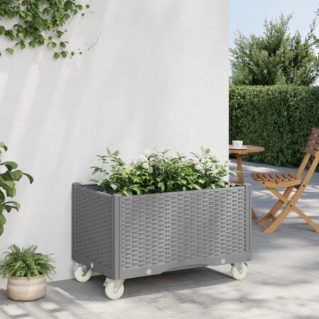 vidaXL plantekasse med hjul 80x50x54 cm PP lysegrå