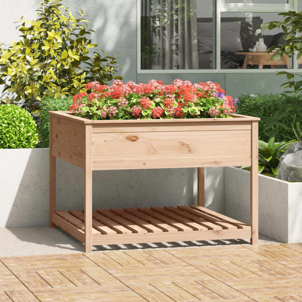 vidaXL plantekasse med hylde 111,5x111,5x81 cm massivt fyrretræ vidaXL plantekasse med hylde 111,5x111,5x81 cm massivt fyrretræ