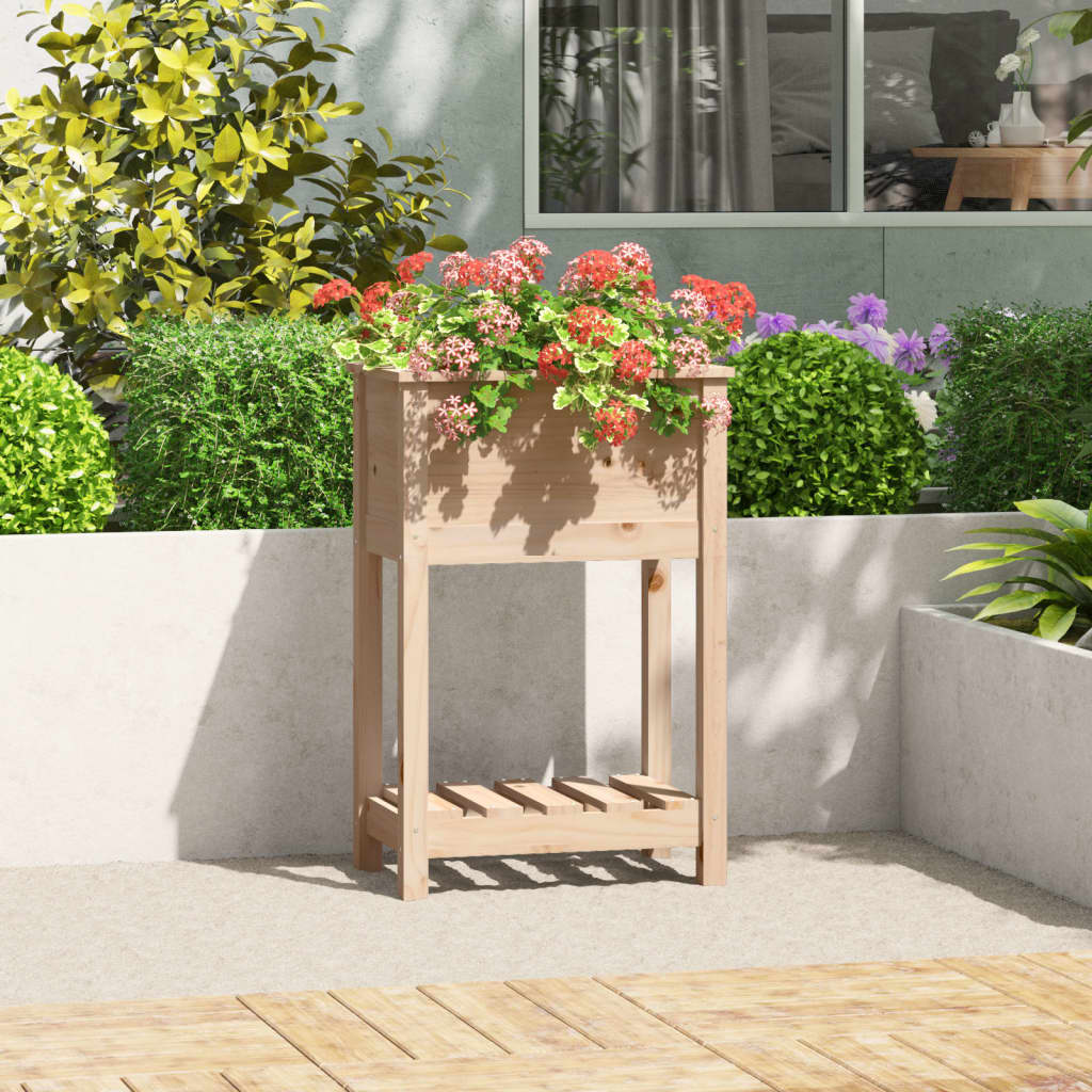 vidaXL plantekasse med hylde 54x34,5x81 cm massivt fyrretræ vidaXL plantekasse med hylde 54x34,5x81 cm massivt fyrretræ