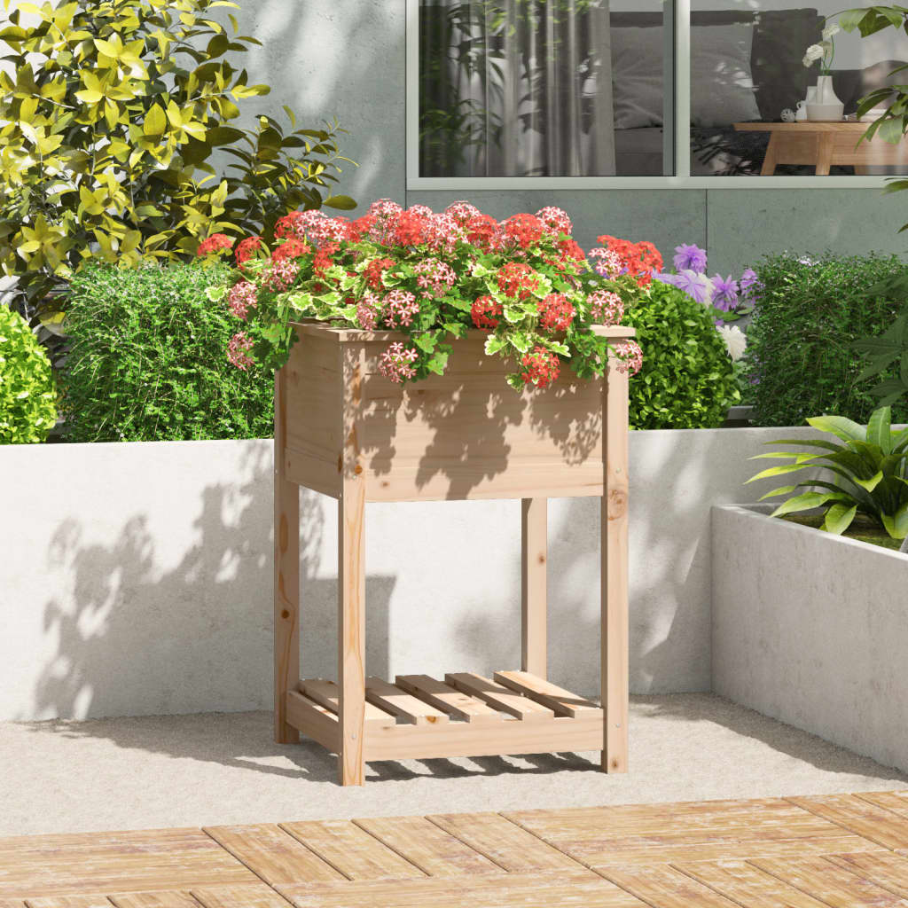 vidaXL plantekasse med hylde 54x54x81 cm massivt fyrretræ vidaXL plantekasse med hylde 54x54x81 cm massivt fyrretræ