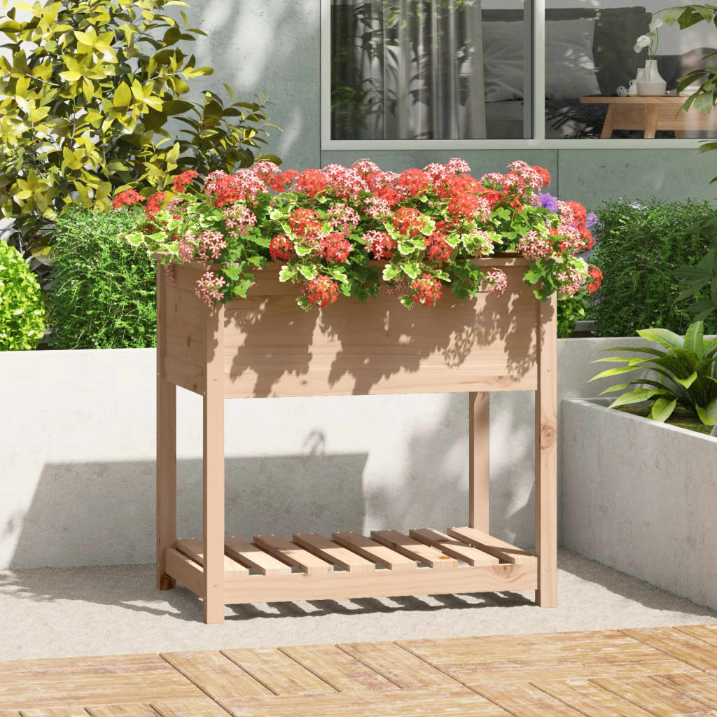 vidaXL plantekasse med hylde 82,5x54x81 cm massivt fyrretræ vidaXL plantekasse med hylde 82,5x54x81 cm massivt fyrretræ