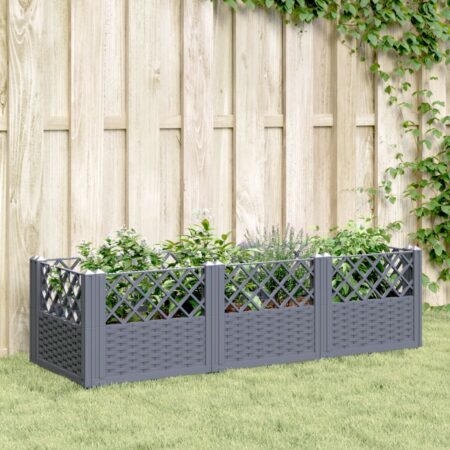 vidaXL plantekasse med spyd 123,5x43,5x43,5 cm PP blågrå