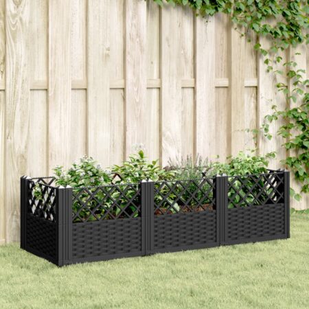 vidaXL plantekasse med spyd 123,5x43,5x43,5 cm PP sort
