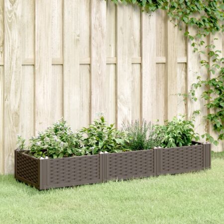 vidaXL plantekasse med spyd 125x40x28,5 cm PP brun