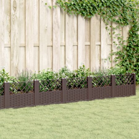 vidaXL plantekasse med spyd 362,5x42,5x28,5 cm PP brun