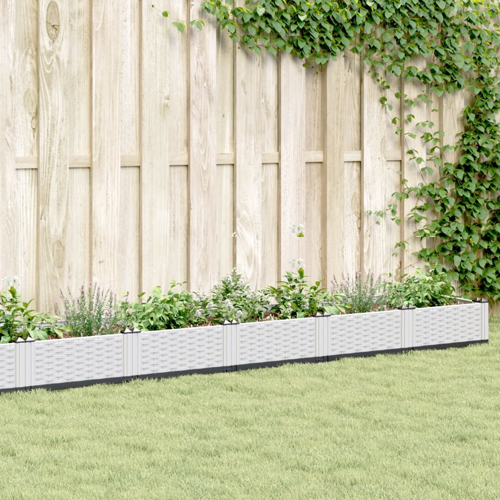 vidaXL plantekasse med spyd 362,5x42,5x28,5 cm PP hvid vidaXL plantekasse med spyd 362,5x42,5x28,5 cm PP hvid