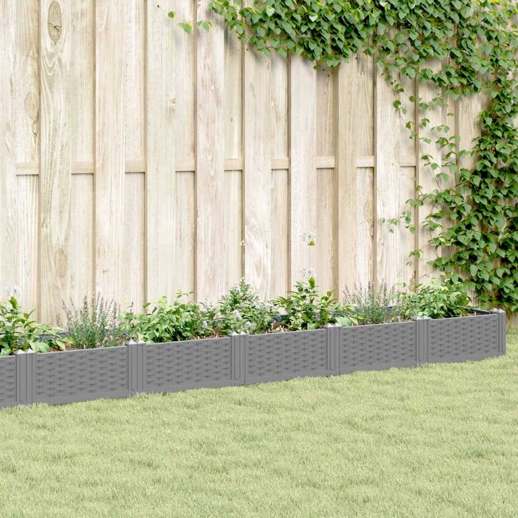 vidaXL plantekasse med spyd 362,5x42,5x28,5 cm PP lysegrå vidaXL plantekasse med spyd 362,5x42,5x28,5 cm PP lysegrå