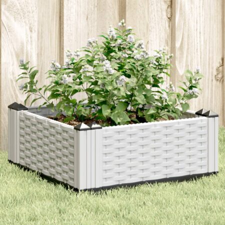 vidaXL plantekasse med spyd 42,5x42,5x28,5 cm PP hvid
