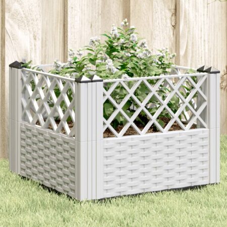 vidaXL plantekasse med spyd 43,5x43,5x43,5 cm PP hvid