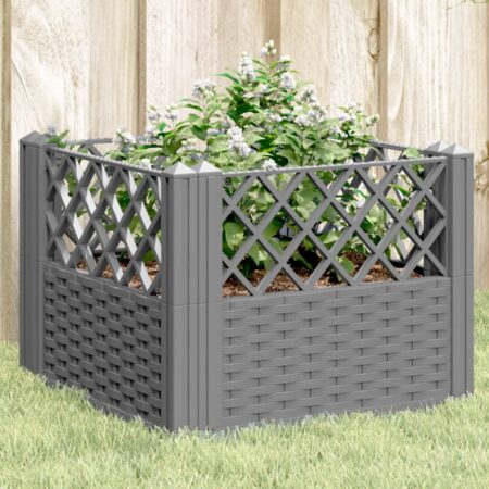 vidaXL plantekasse med spyd 43,5x43,5x43,5 cm PP lysegrå