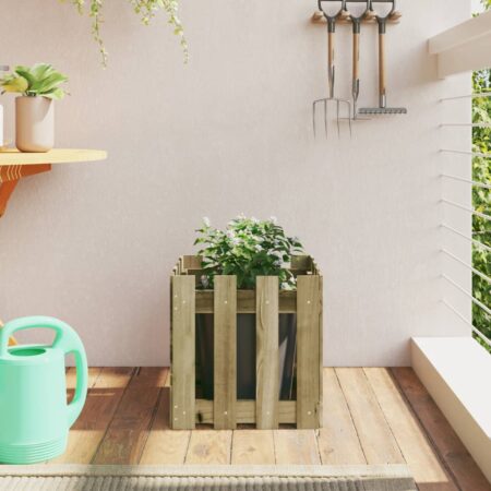 vidaXL plantekasse med stakitdesign 40x40x40 cm imprægneret fyrretræ