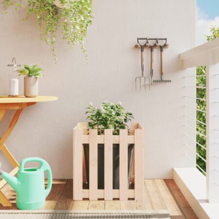 vidaXL plantekasse med stakitdesign 50x50x50 cm massivt fyrretræ