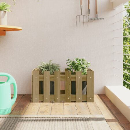 vidaXL plantekasse med stakitdesign 60x30x30 cm imprægneret fyrretræ