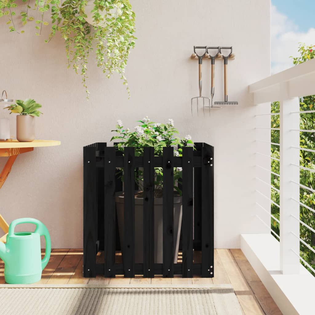 vidaXL plantekasse med stakitdesign 70x70x70 cm massivt fyrretræ sort vidaXL plantekasse med stakitdesign 70x70x70 cm massivt fyrretræ sort