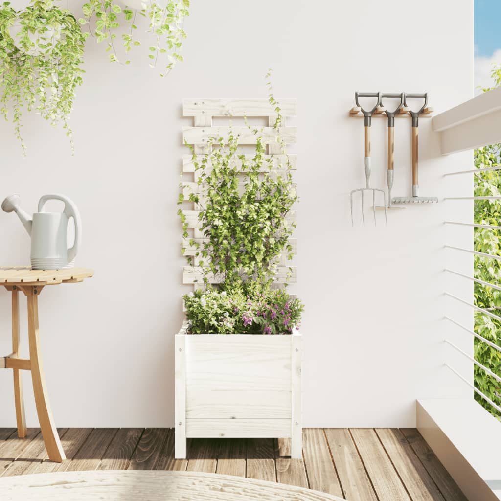 vidaXL plantekasse med stativ 39x39,5x114 cm massivt fyrretræ hvid vidaXL plantekasse med stativ 39x39,5x114 cm massivt fyrretræ hvid