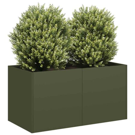 vidaXL plantekasse olivengrøn 80x40x40 cm koldvalset stål