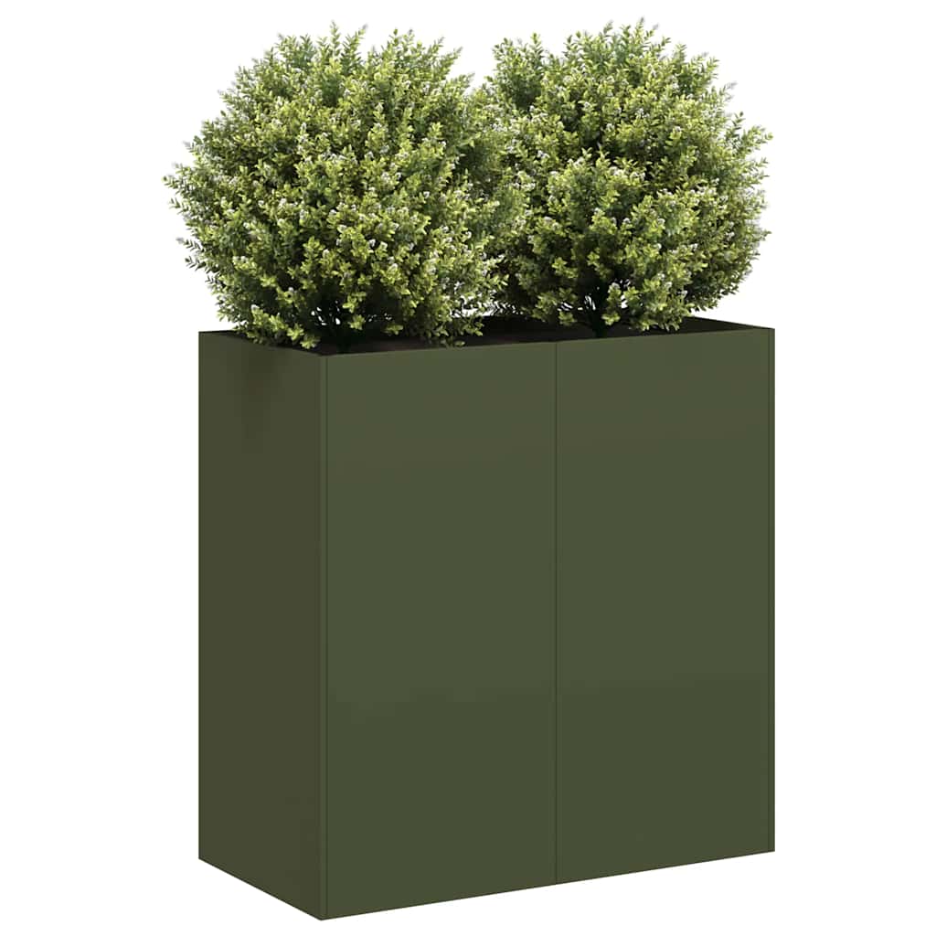 vidaXL plantekasse olivengrøn 80x40x80 cm koldvalset stål vidaXL plantekasse olivengrøn 80x40x80 cm koldvalset stål