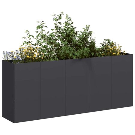 vidaXL plantekasse sort 200x40x80 cm koldvalset stål